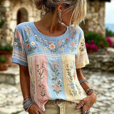 Floral and Colour Block T-Shirt