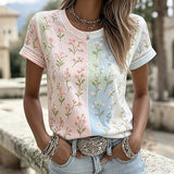 Flower and Colour Block T-Shirt