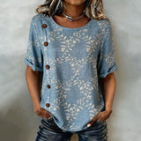 Vintage Leaf Print Blouse