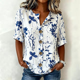 Vintage Leaf Print Blouse
