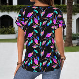 Blouse with Colourful Leaf Print