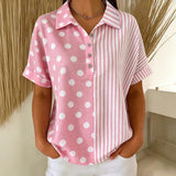 Casual Polka Dot and Striped Blouse