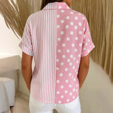 Casual Polka Dot and Striped Blouse