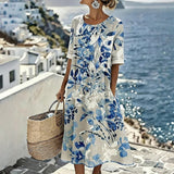 Vintage Leaf Print Dress