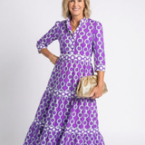 Ysolde | Three Quarter Sleeve Chain Pattern Midi Dress