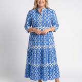 Ysolde | Three Quarter Sleeve Chain Pattern Midi Dress