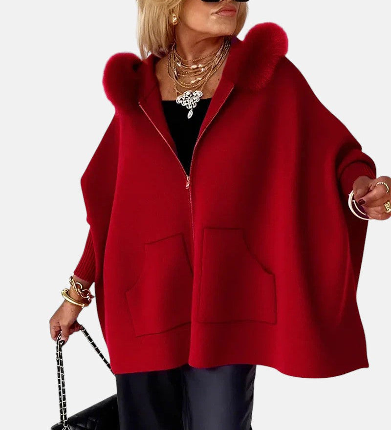 ARABELLE | CASUAL HOODED COAT WITH FUR COLLAR
