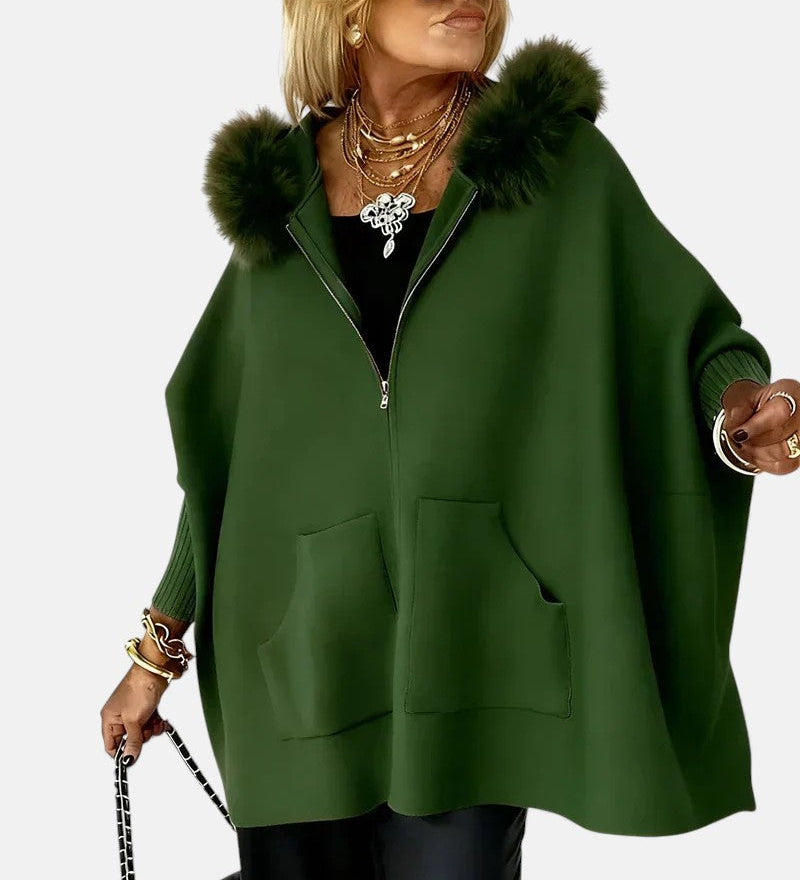 ARABELLE | CASUAL HOODED COAT WITH FUR COLLAR