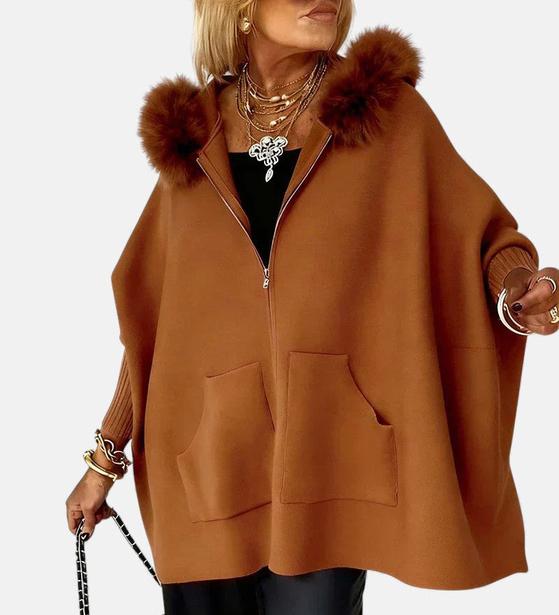 ARABELLE | CASUAL HOODED COAT WITH FUR COLLAR