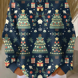 Ida | Dark Blue Christmas Jumper with Christmas Trees