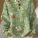 Heidi | Green Christmas Jumper with Christmas Trees