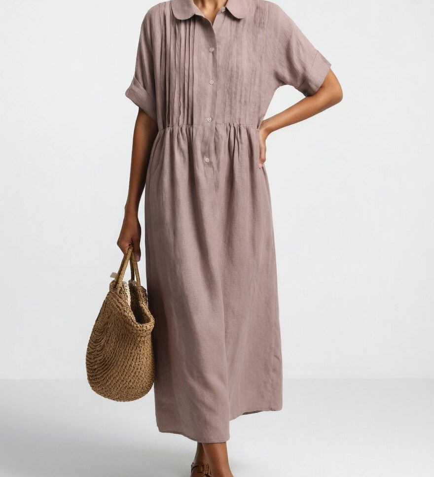 Lysandra™ — Long Cotton Shirt Dress