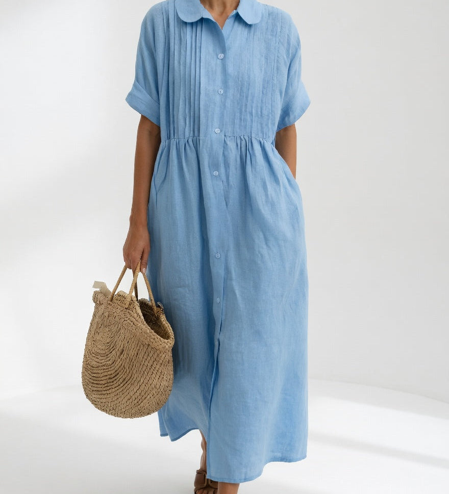 Lysandra™ — Long Cotton Shirt Dress