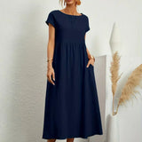 Gabrielle™ — Fluid Midi Dress Timeless Elegance