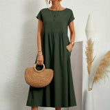 Gabrielle™ — Fluid Midi Dress Timeless Elegance