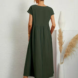 Gabrielle™ — Fluid Midi Dress Timeless Elegance
