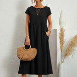 Gabrielle™ — Fluid Midi Dress Timeless Elegance