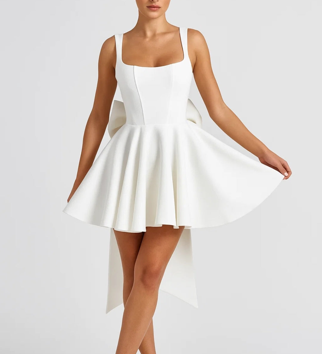 EIRLYS | SQUARE-NECK MINI DRESS WITH BACK BOW
