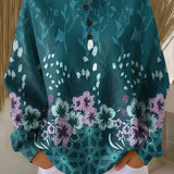 Paula | Turquoise Sweater with Flowers