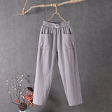 【Cotton and Linen】Casual Solid Colour Trousers