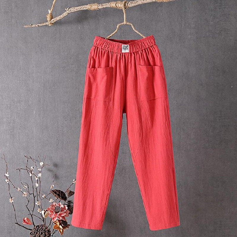 【Cotton and Linen】Casual Solid Colour Trousers