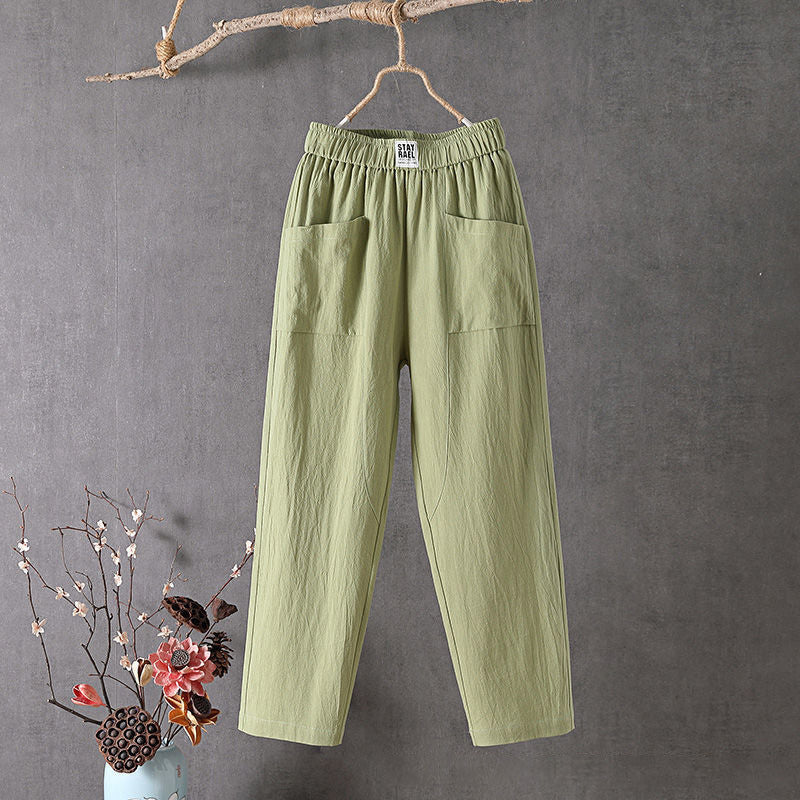 【Cotton and Linen】Casual Solid Colour Trousers