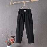 【Cotton and Linen】Casual Solid Colour Trousers