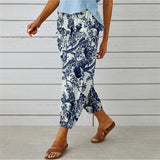 【Cotton and Linen】Vintage Printed Trousers