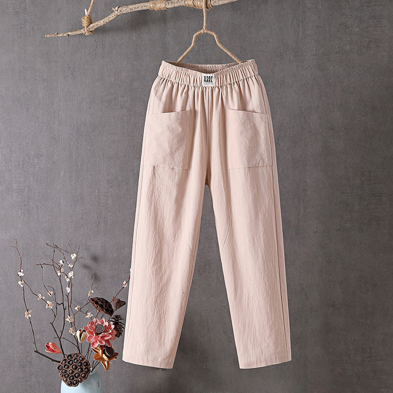 【Cotton and Linen】Casual Solid Colour Trousers