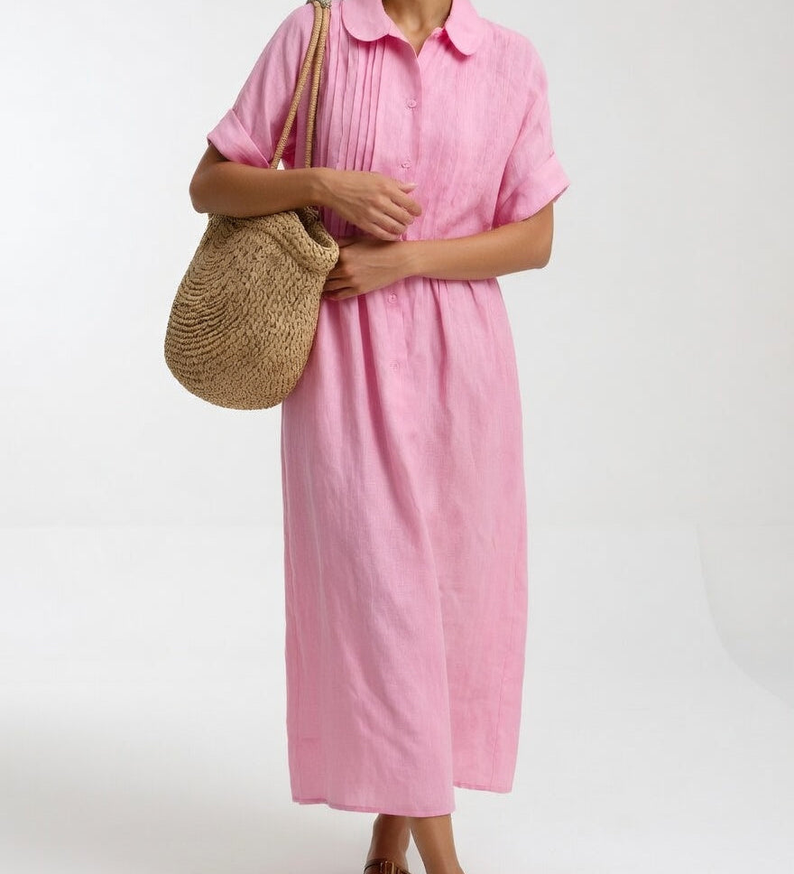 Lysandra™ — Long Cotton Shirt Dress