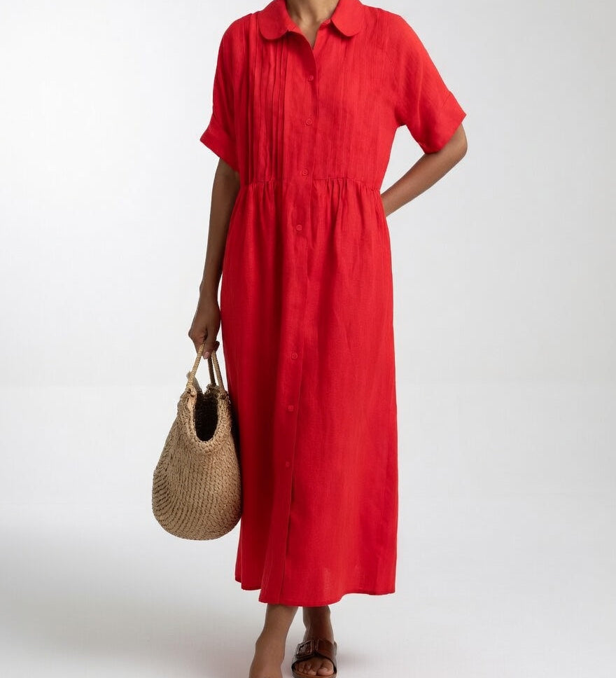 Lysandra™ — Long Cotton Shirt Dress