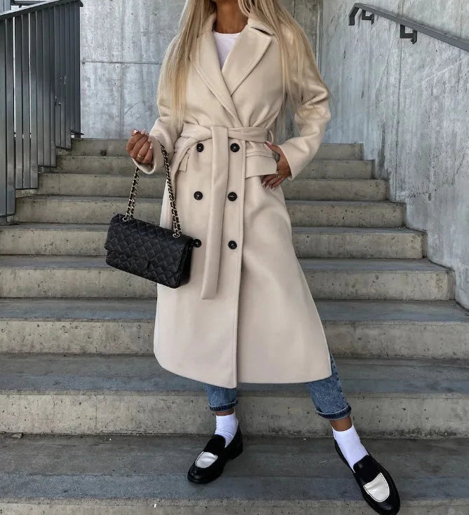 GWYNETH | LONG LAPEL BUTTON-FRONT COAT