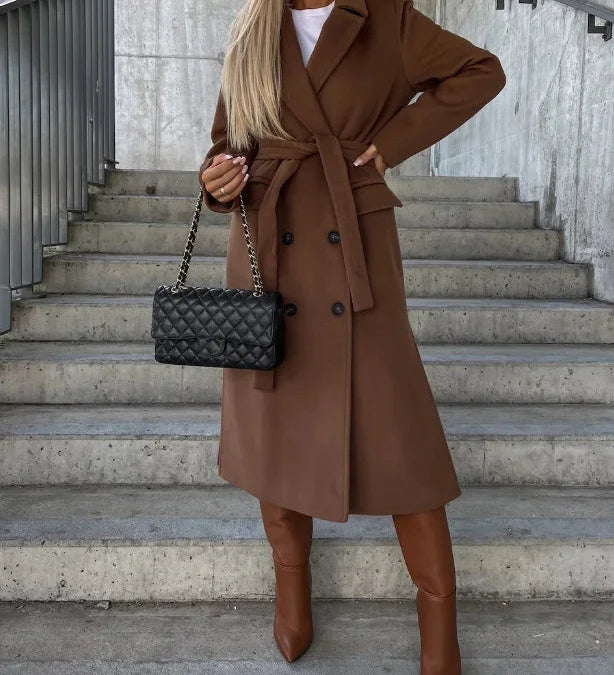 GWYNETH | LONG LAPEL BUTTON-FRONT COAT