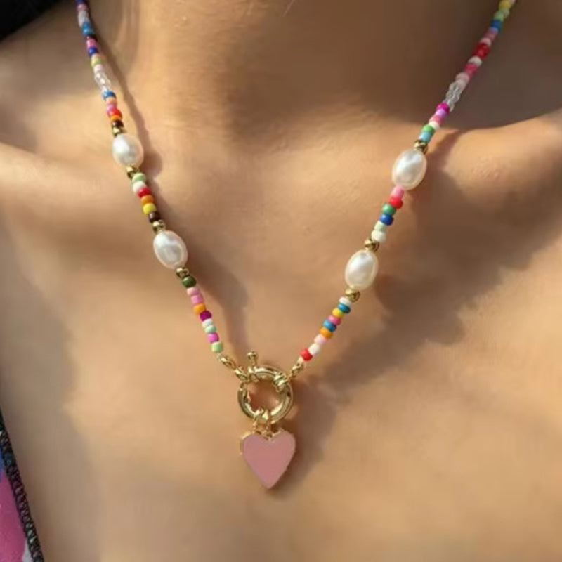 Bohemian Necklace in Coloured Beads