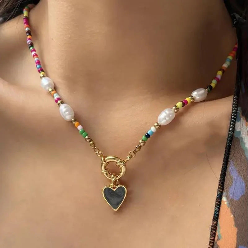 Bohemian Necklace in Coloured Beads