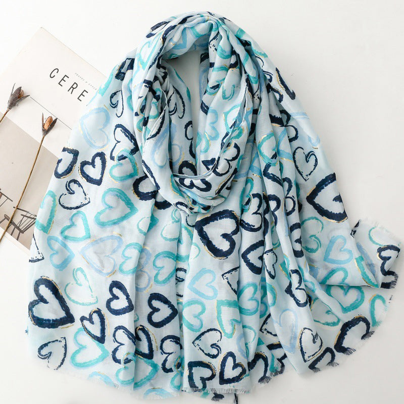 Casual Heart Print Scarf