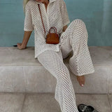 Zenaida™ | Striped Crochet Kimono and Trousers Set