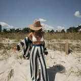 Zenaida™ | Striped Crochet Kimono and Trousers Set