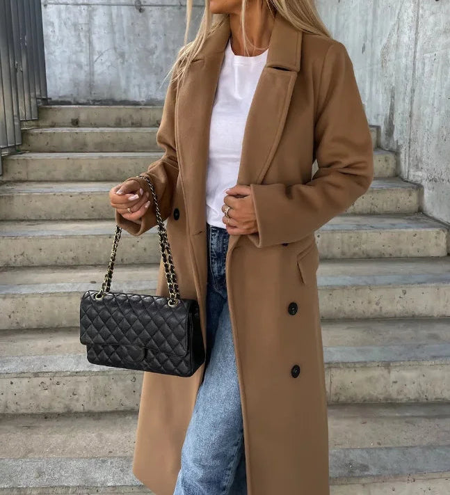 GWYNETH | LONG LAPEL BUTTON-FRONT COAT