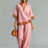 Women's Vintage Linen-Look Co-ord Set