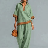 Women's Vintage Linen-Look Co-ord Set