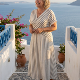 Matilda | V Neck Short Sleeve Cross Waist Midi Dress