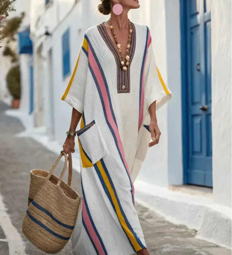 Noemi | V Neck Half Sleeve Pocket Maxi Dress
