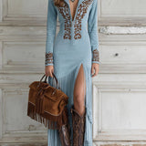 Beatrice | Western Faux Suede Fringe Dress