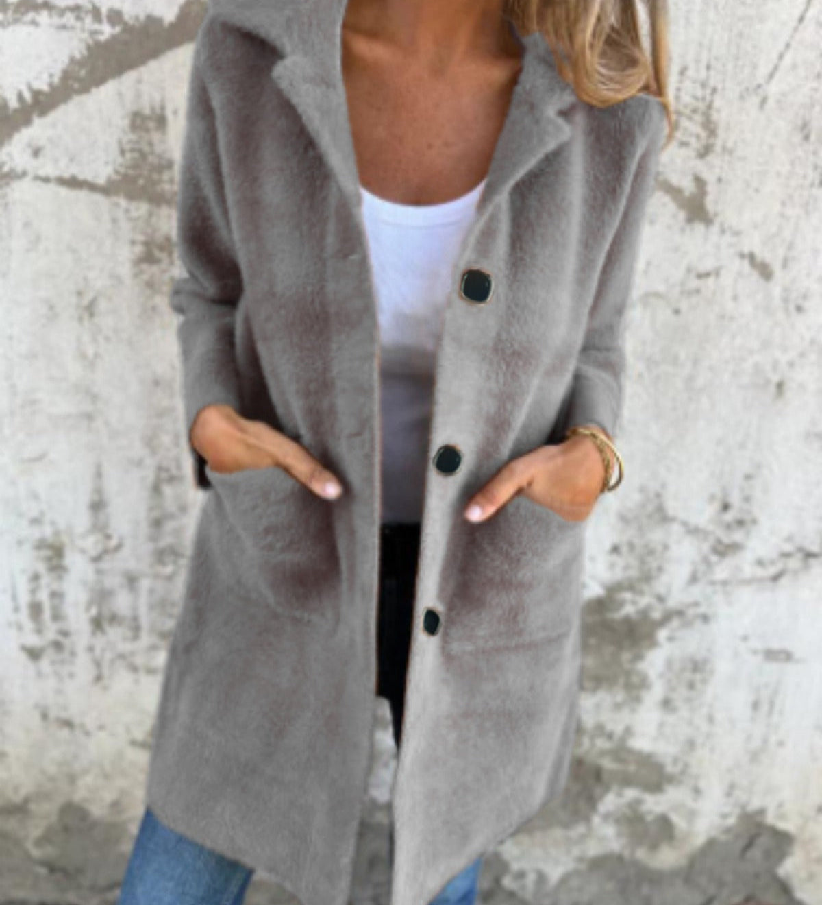 MORWENNA | LONG SLEEVE BUTTON COAT WITH POCKETS