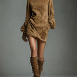 Hilda | Suede Turtleneck Dress