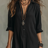 Alessia | Soft Black Maxi Dress with Buttons