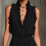 Mélaine | Black Mini Jumpsuit with Ruffles