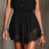 Mélaine | Black Mini Jumpsuit with Ruffles