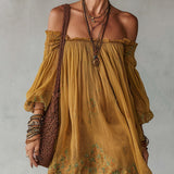 Daffodil | Mini Floral Dress Yellow, Off-Shoulder